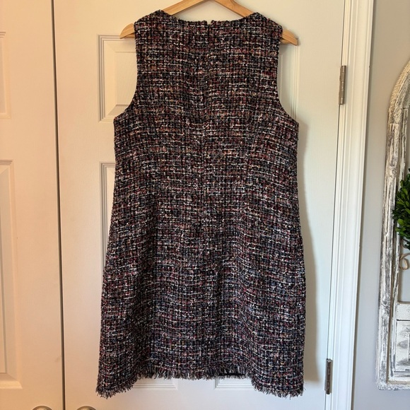 Talbots Fringed Festive Tweed Sheath Dress Sleeveless Multicolor 16P Petite - Picture 9 of 10
